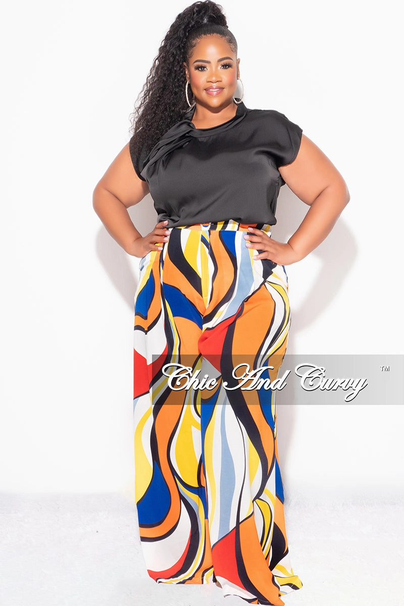 Eco Friendly Dye Comfy Cut Final Sale Plus Size Satin Top in Black