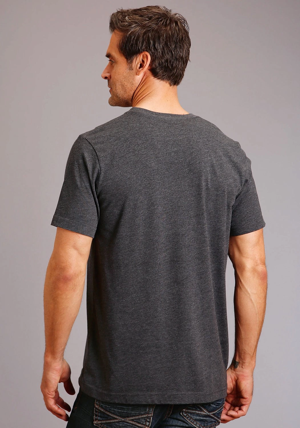 Stetson Mens Dark Grey Cotton Blend Banner 1865 S/S T-Shirt Work Appropriate Reinforced Side Vents