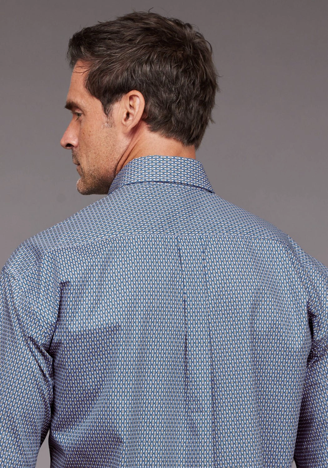 Stetson Mens Diamond Neat Blue 100% Cotton 1 Pkt S/S Shirt Seasonal Trend Hooded Neckline