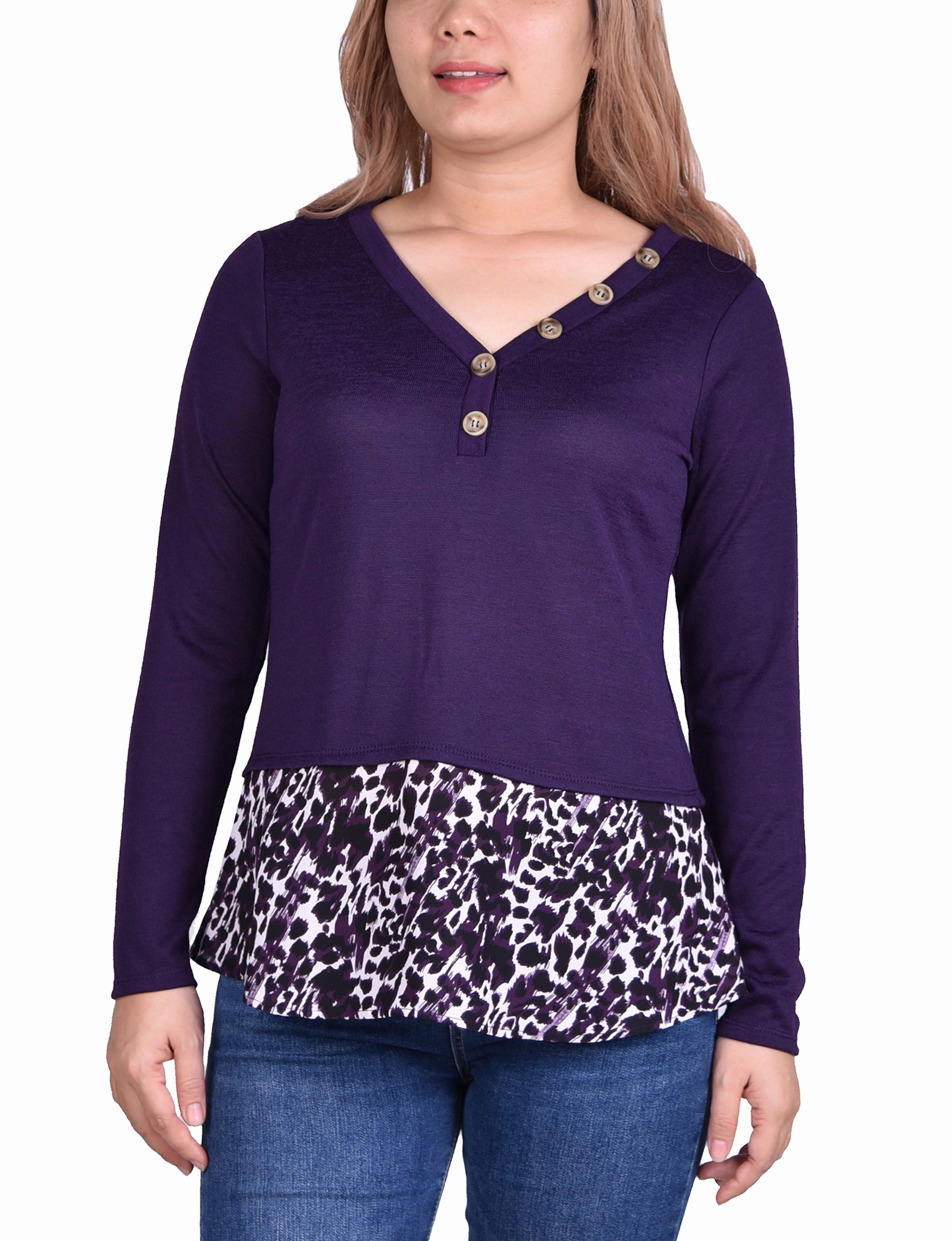 Hacci Top With Printed Hem Inset AntiStatic Weave