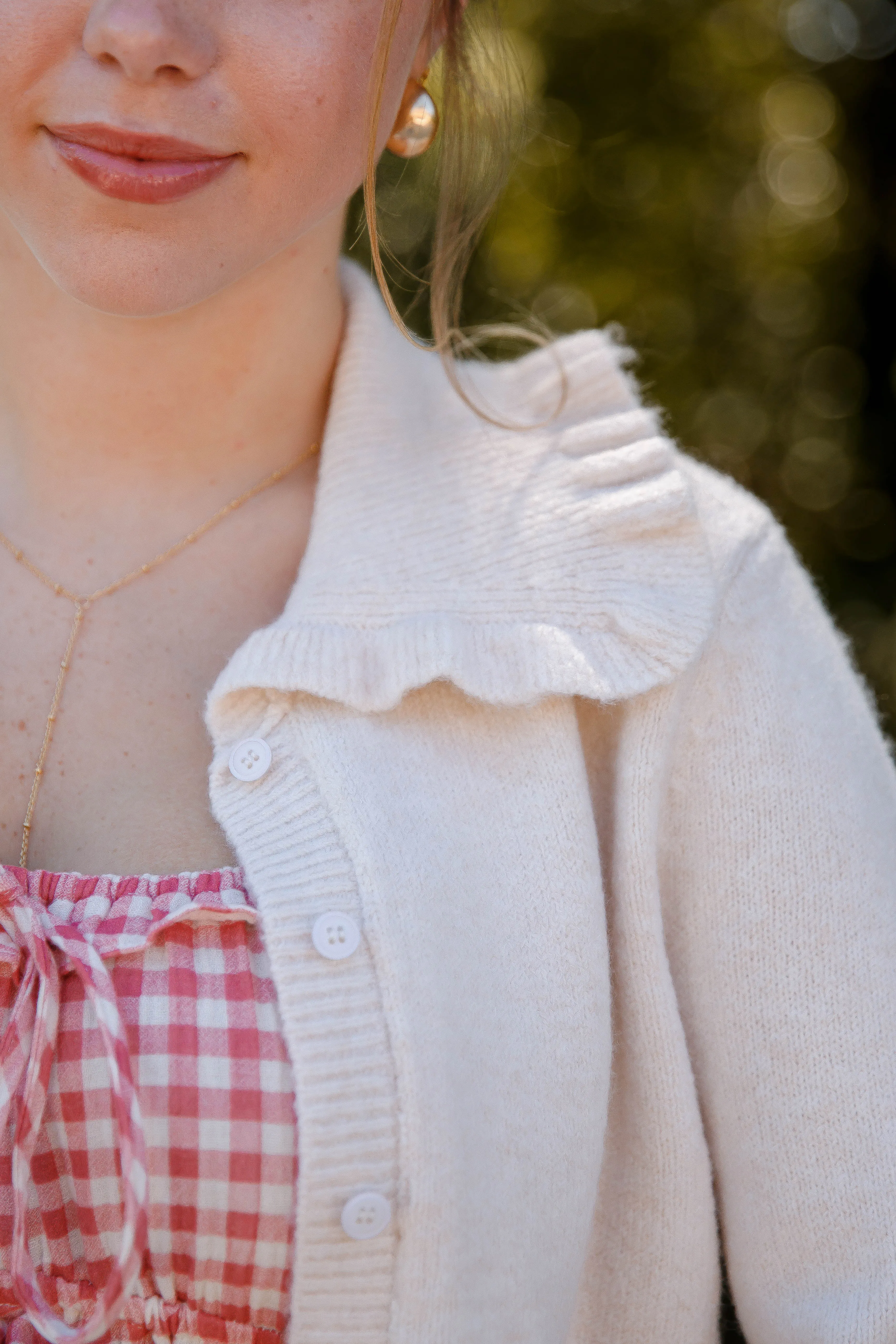 AllDayComfort LightweightTexture Frills and Thrills Cardigan-Beige