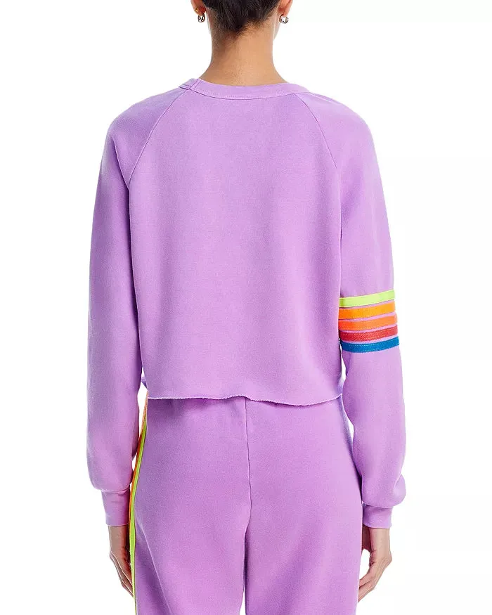 Aviator Nation Bolt Rugby Cropped Crew Sweatshirt EcoDyeProcess