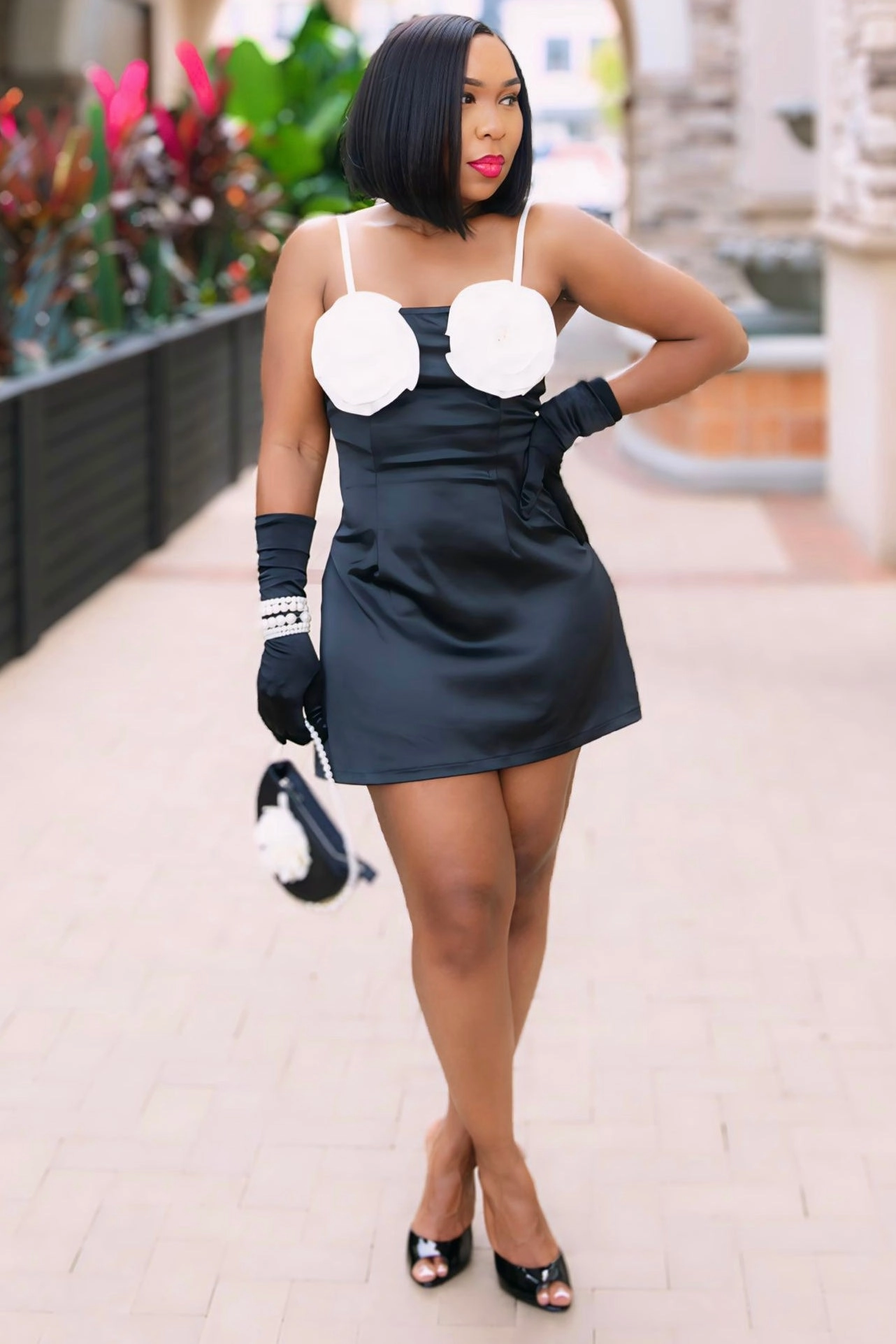 Future Love Flower Detail Mini Dress Bold Pattern Bright Mood