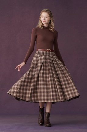 Quick Dressing City Exclusives 11 | Check wool skirt in brown