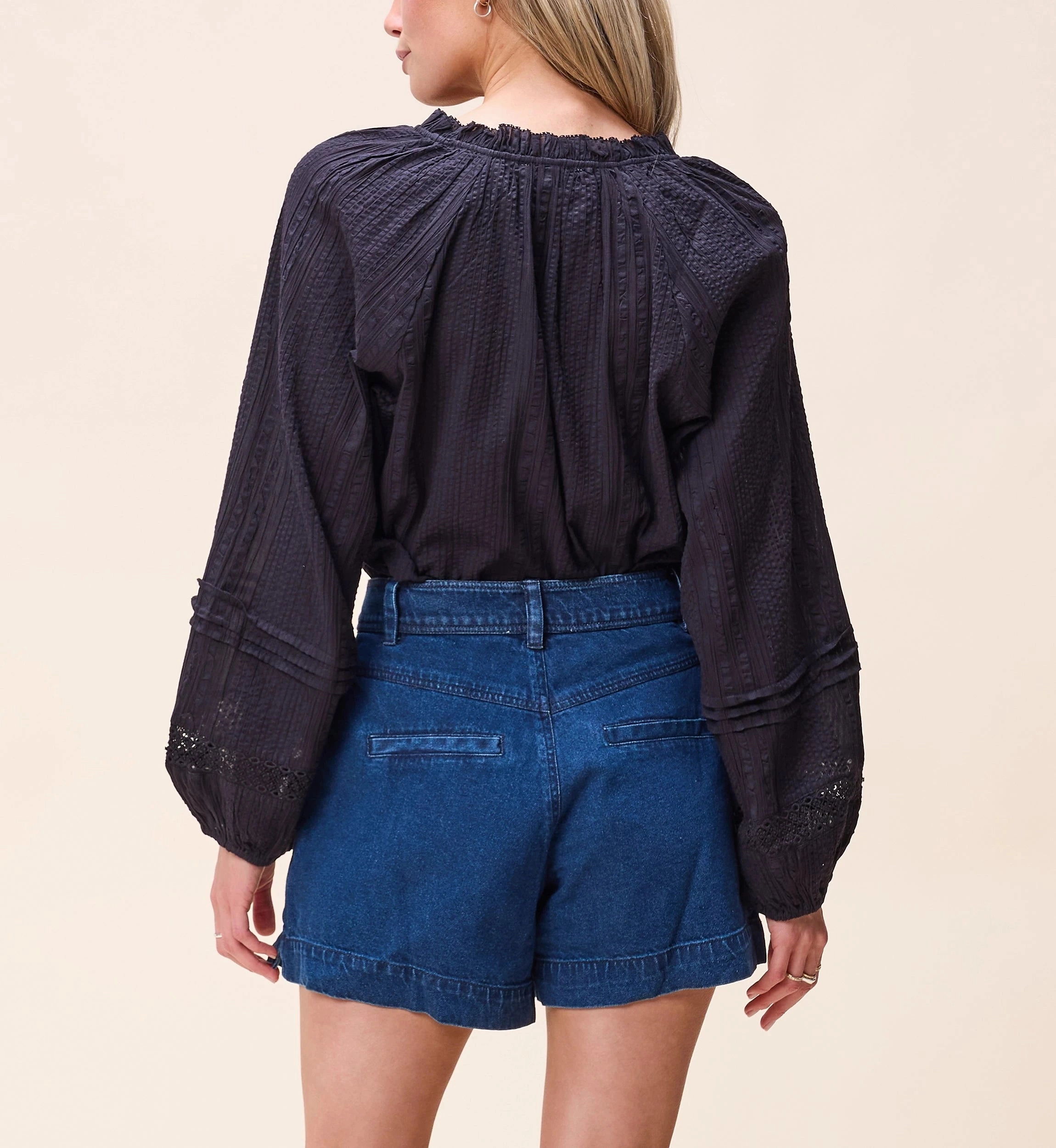 Alicia Blouse | Black Unlined Design Hidden Storage Pockets