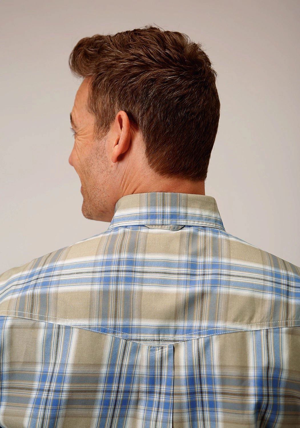 Beach Ready Roper Mens 1552 Sandy Plaid Tan 100% Cotton Btn S/S Shirt