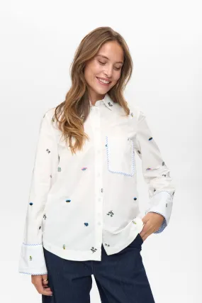 NUCHIRO BOXY SHIRT - Cloud Dancer Ribbed Hem Finish