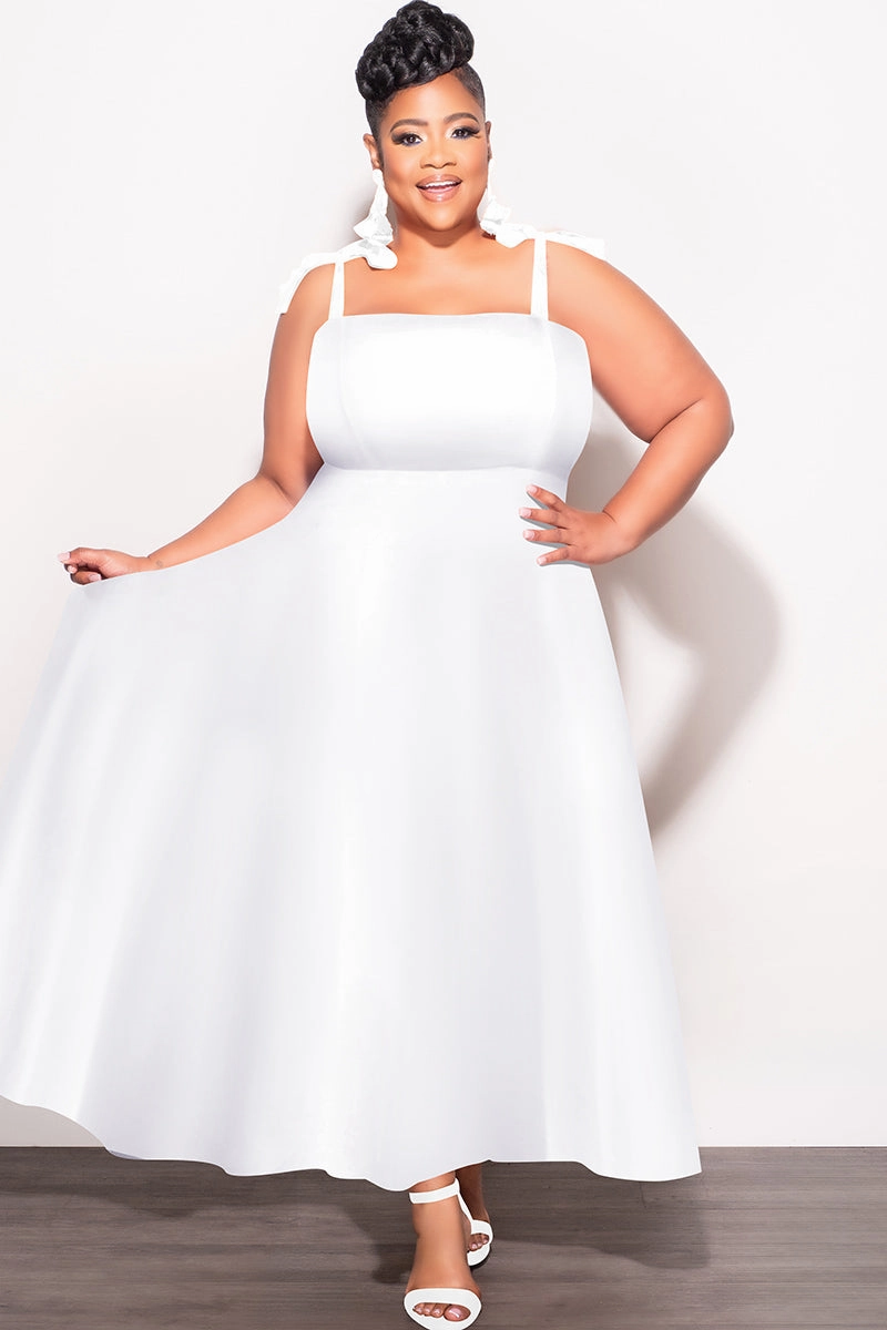 hypoallergenic Ergonomic Cut Final Sale Plus Size Self Tie Strap Light Weight  Linen Blend Dress in Off White