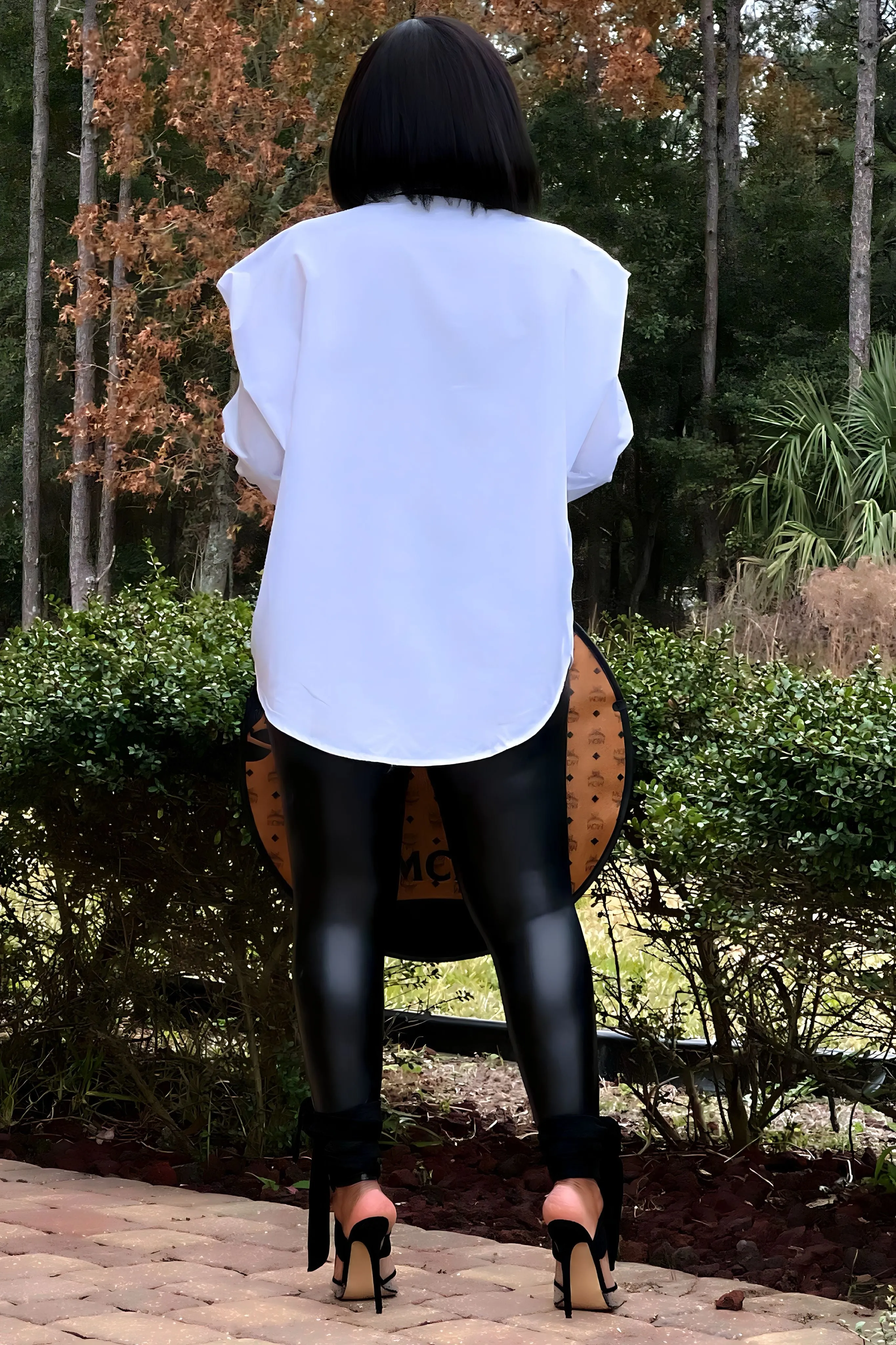 Geneva Strong Shoulder Button Up Tunic With Neck Tie NoSlipSurface