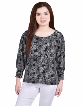 UV Protective Layer 3/4 Smocked Detail Top