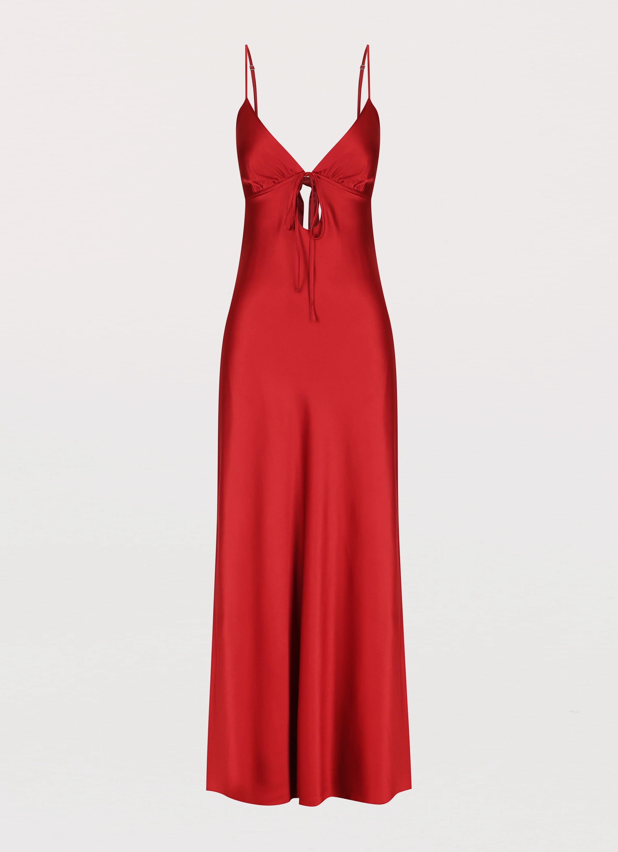 Soft Motion Flora Satin Maxi Dress - Cherry