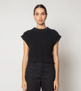 TexturedWeavePattern Quick Access Gigi Cropped Sweater Vest | Black