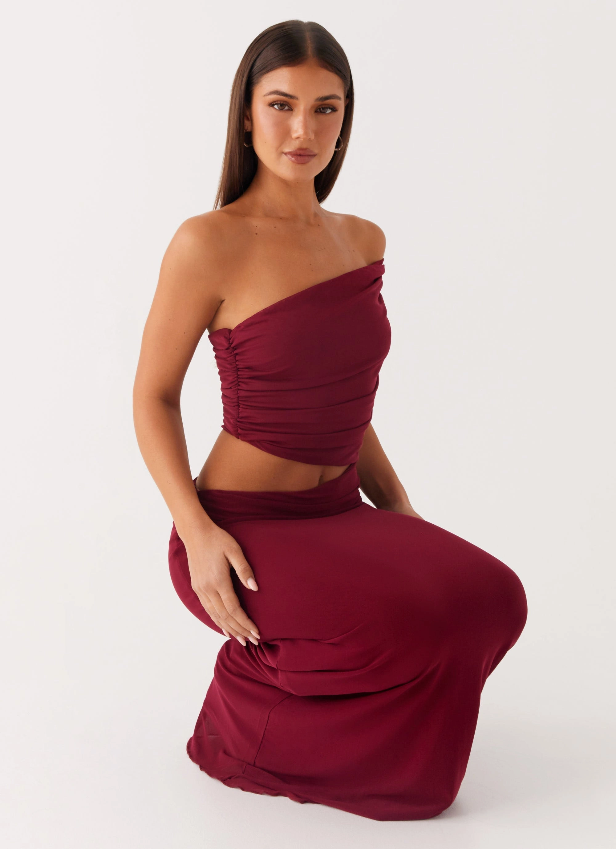 Gillian Maxi Dress - Maroon Slimming Shape
