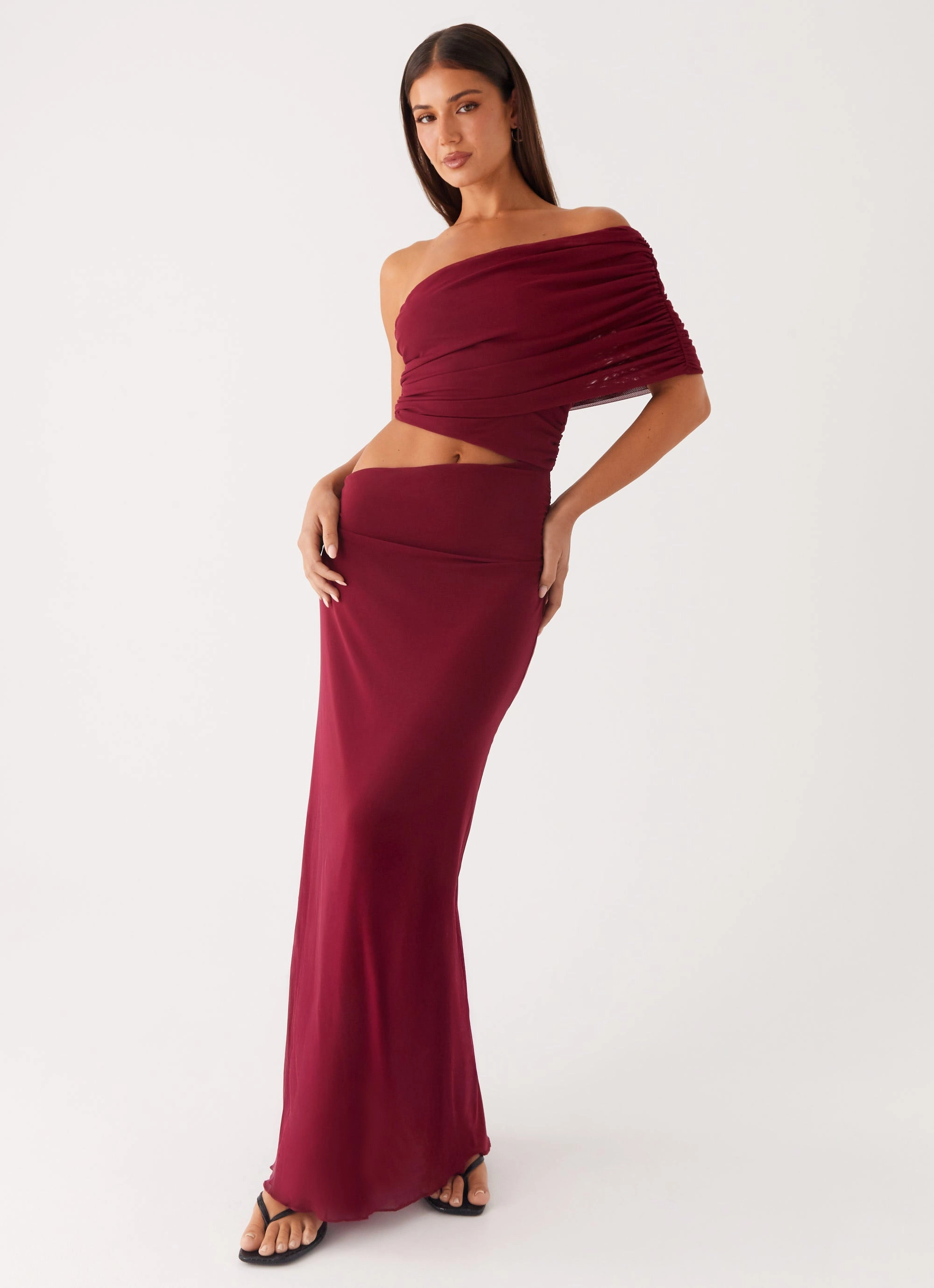 Gillian Maxi Dress - Maroon Bold Touch Perfect for Travel