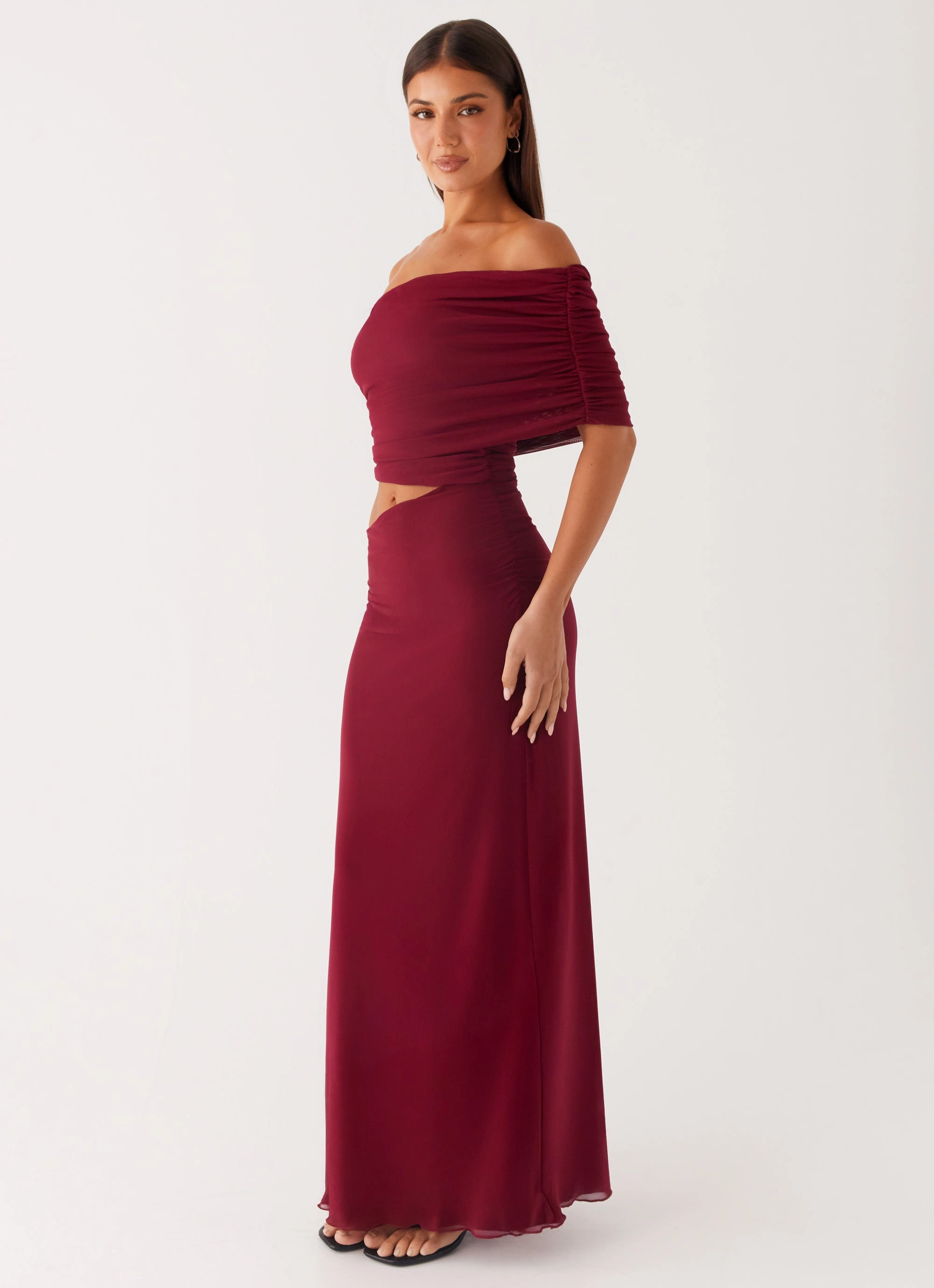 Subtle Glow velvet feel Gillian Maxi Dress - Maroon