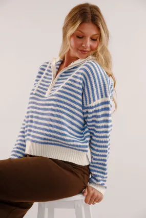 Giving Compliments Pullover-Blue BoxyCrop