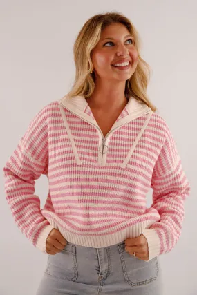 Contoured Side Panels Giving Compliments Pullover Sweater-Pink