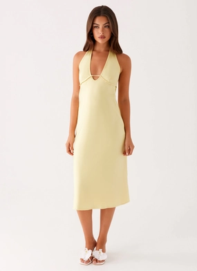 Davies Midi Dress - Yellow Bishop-Sleeve Weekend Casual
