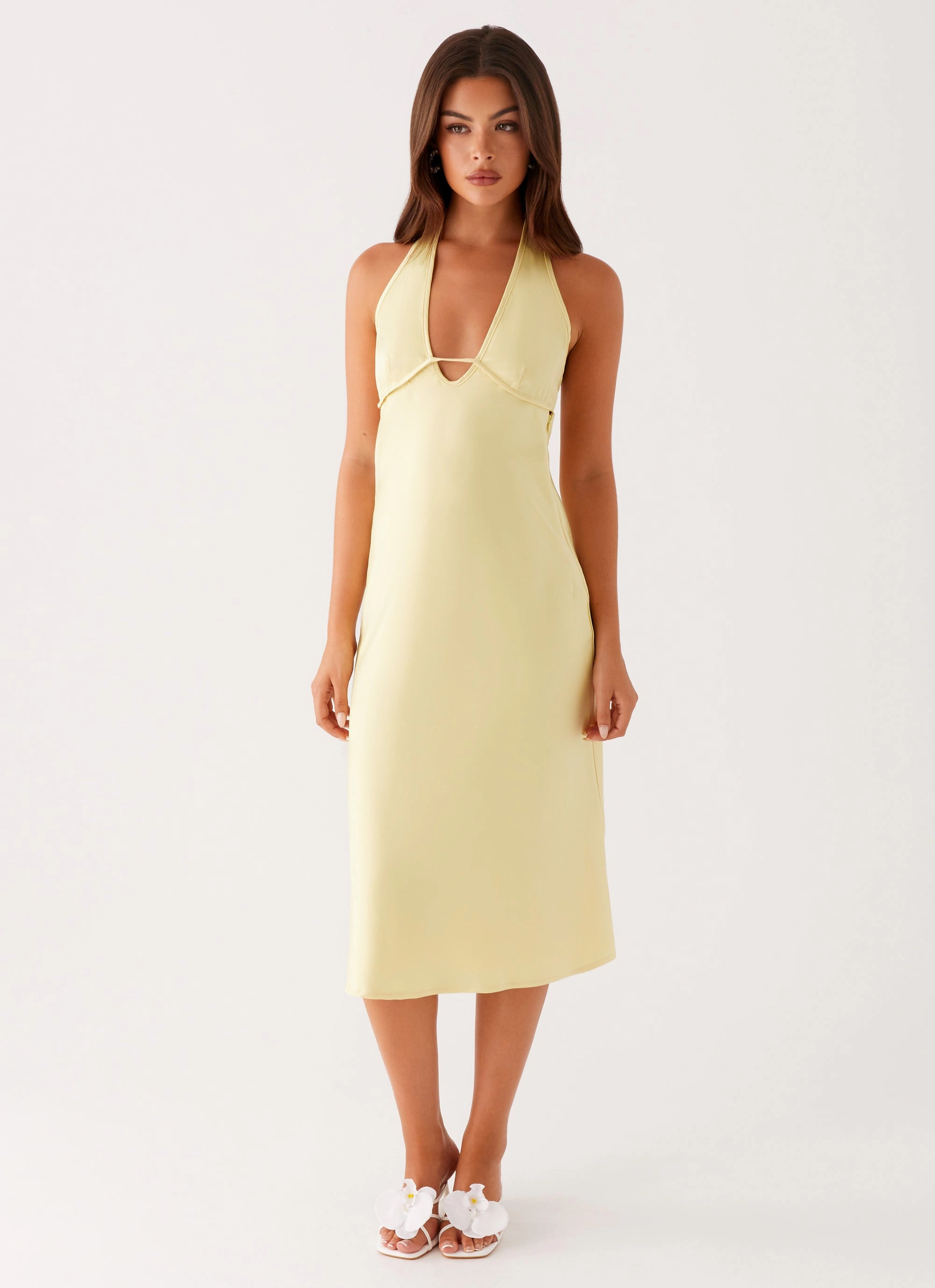 Davies Midi Dress - Yellow Bishop-Sleeve Weekend Casual