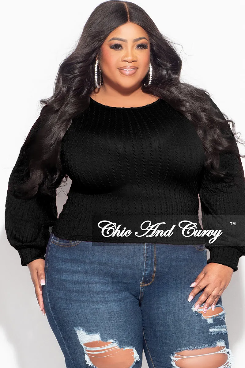 Final Sale Plus Size Knit Long sleeve Top in Black Lightweight Feel