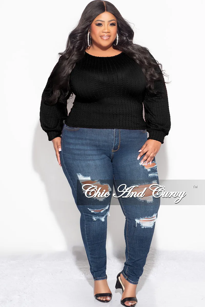 Ultra Soft Final Sale Plus Size Knit Long sleeve Top in Black