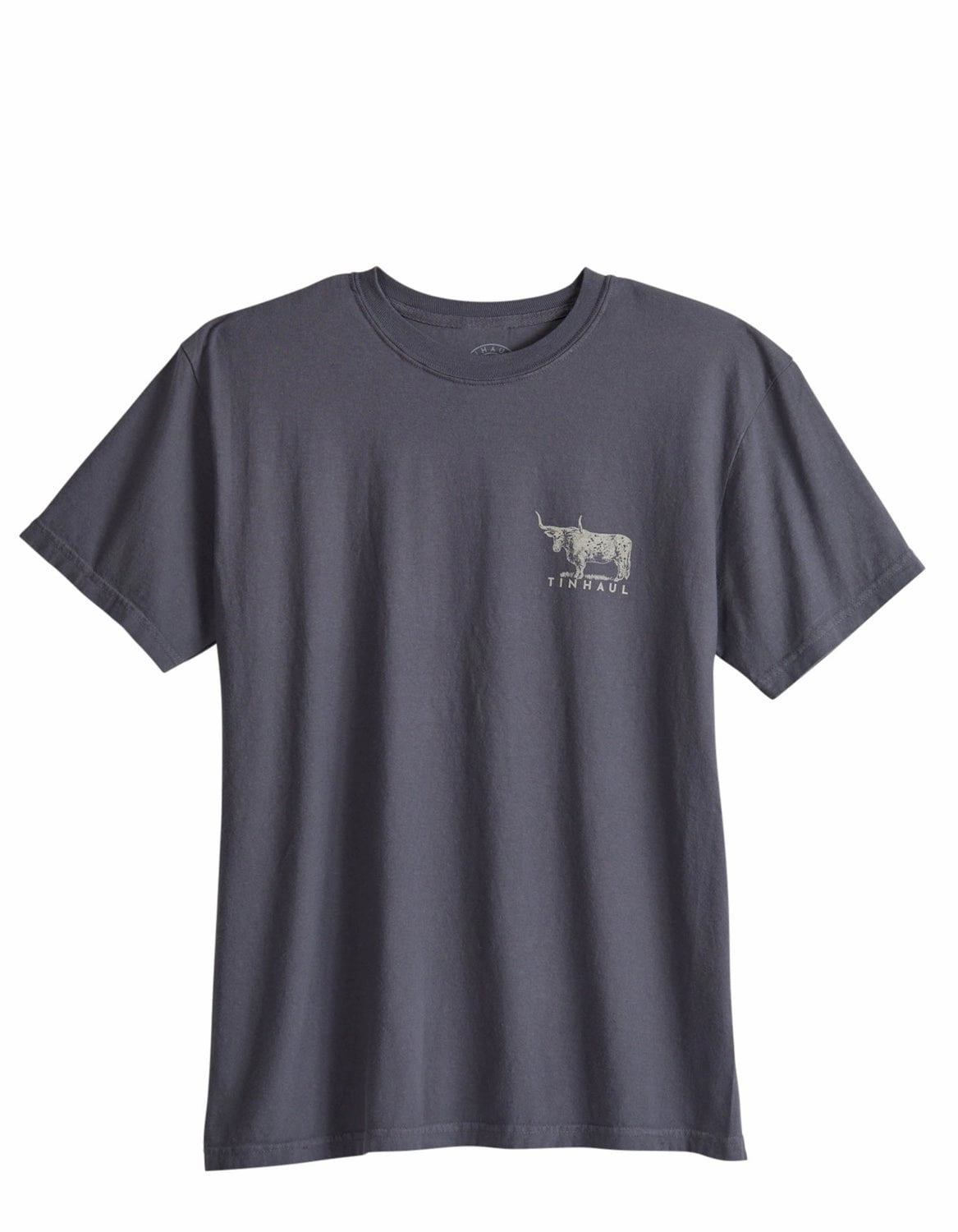 ReinforcedNeckline Tin Haul Mens Western Supply Bull Grey 100% Cotton S/S T-Shirt
