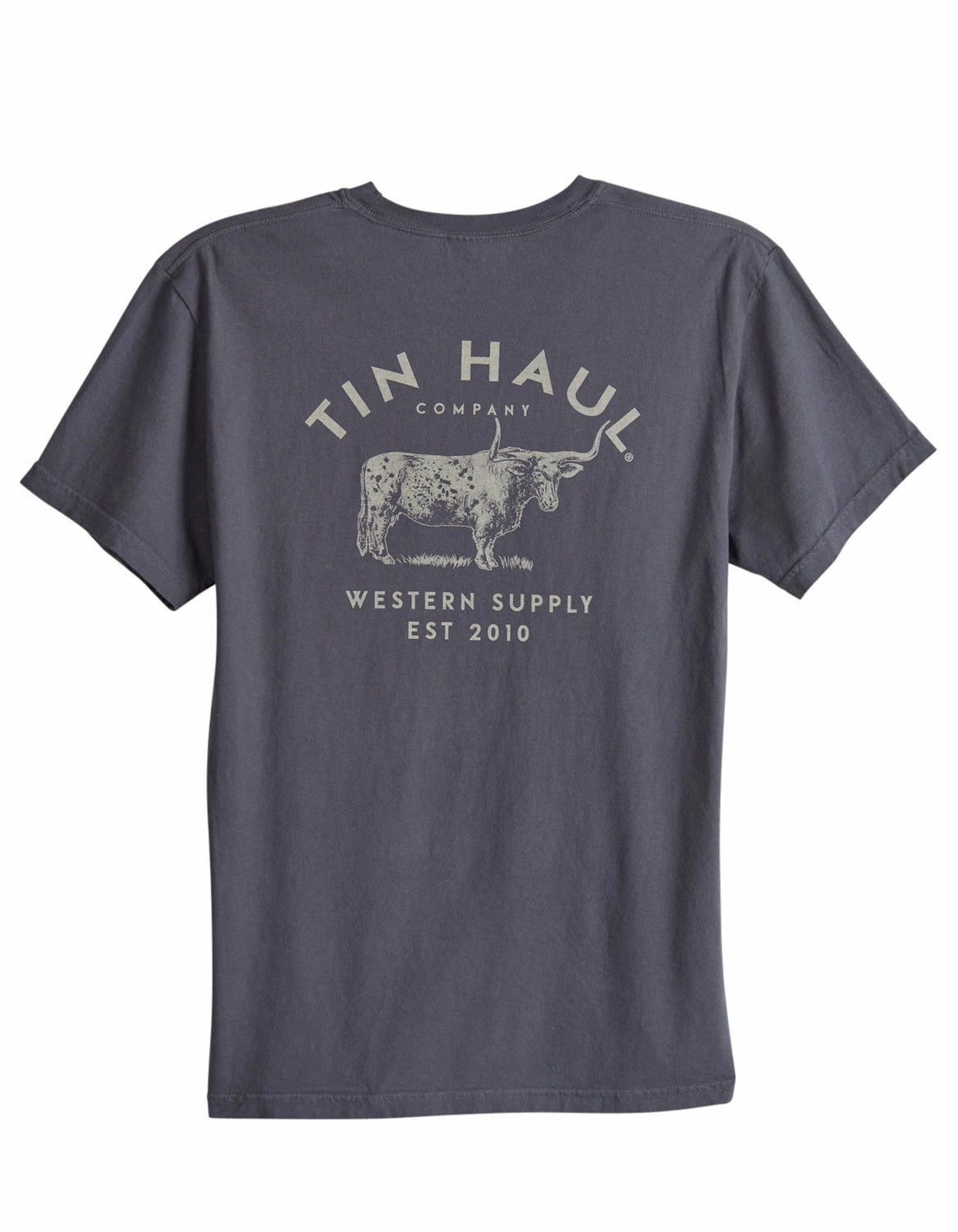 Trendy Comfort Hypoallergenic Textile Tin Haul Mens Western Supply Bull Grey 100% Cotton S/S T-Shirt