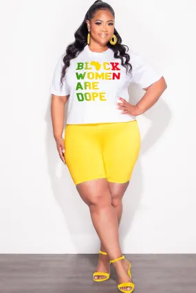 MoistureWickingFabric Soft Support Final Sale Plus Size Biker Shorts in Soft Yellow