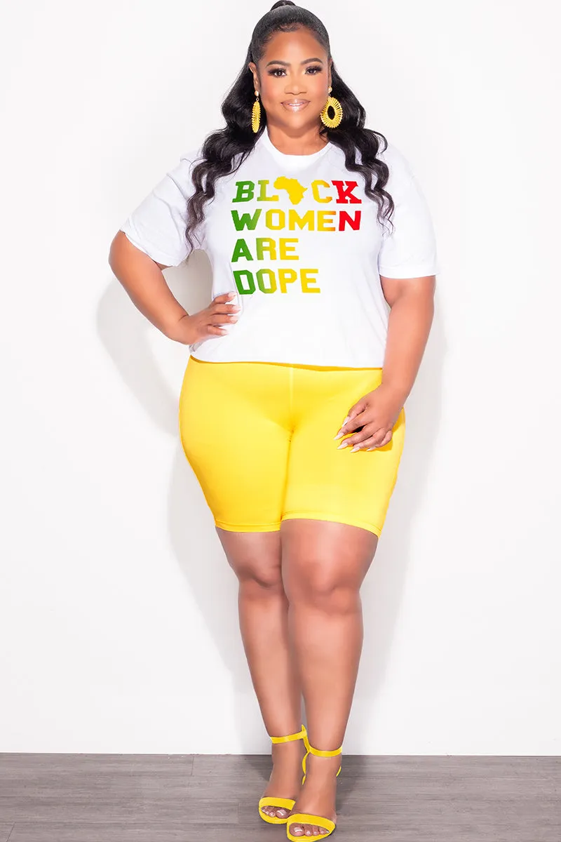 Tear Resistant Weave Final Sale Plus Size Biker Shorts in Soft Yellow