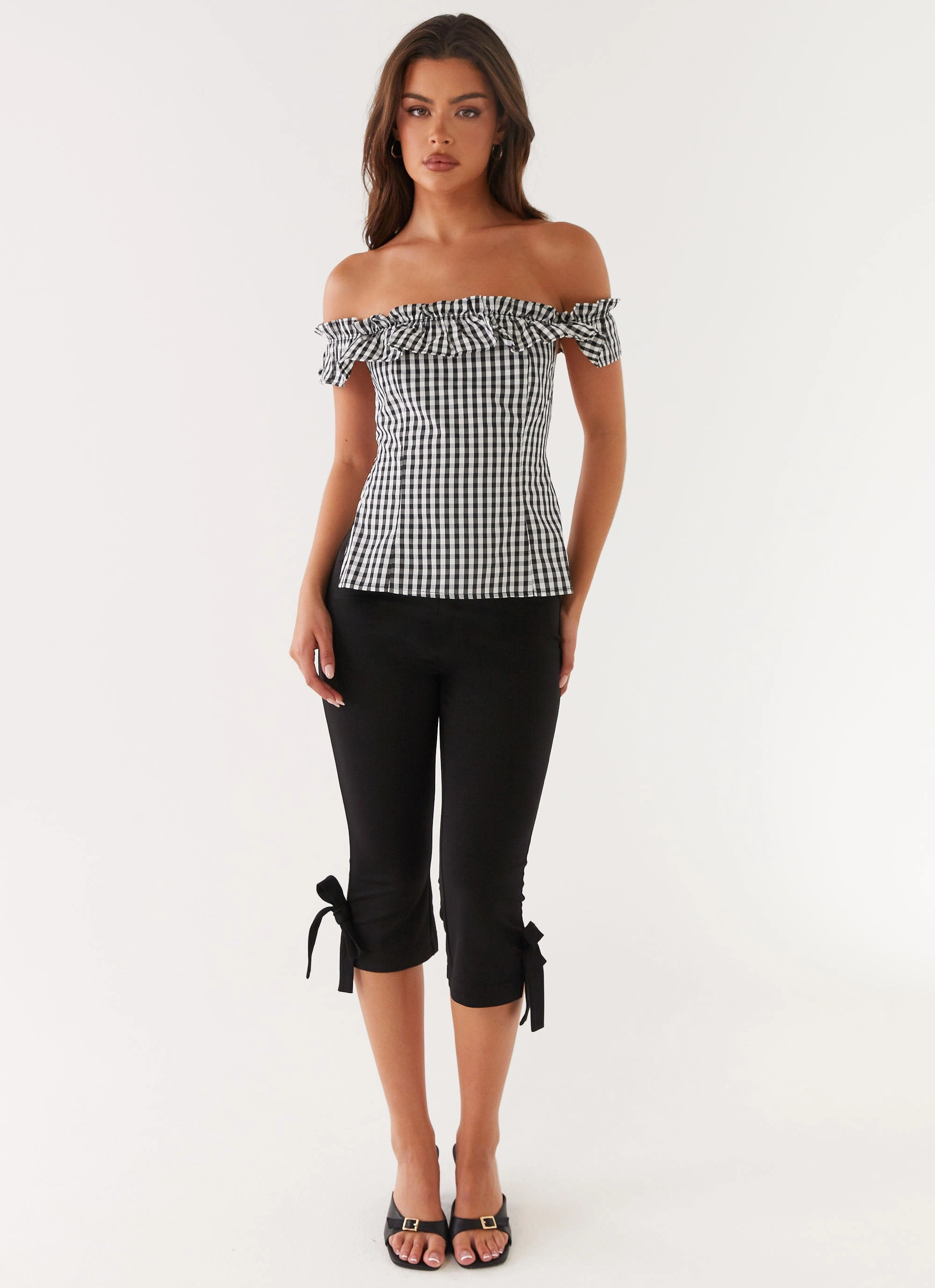 Gwyneth Top - Black Gingham Tencel Blend Fabric