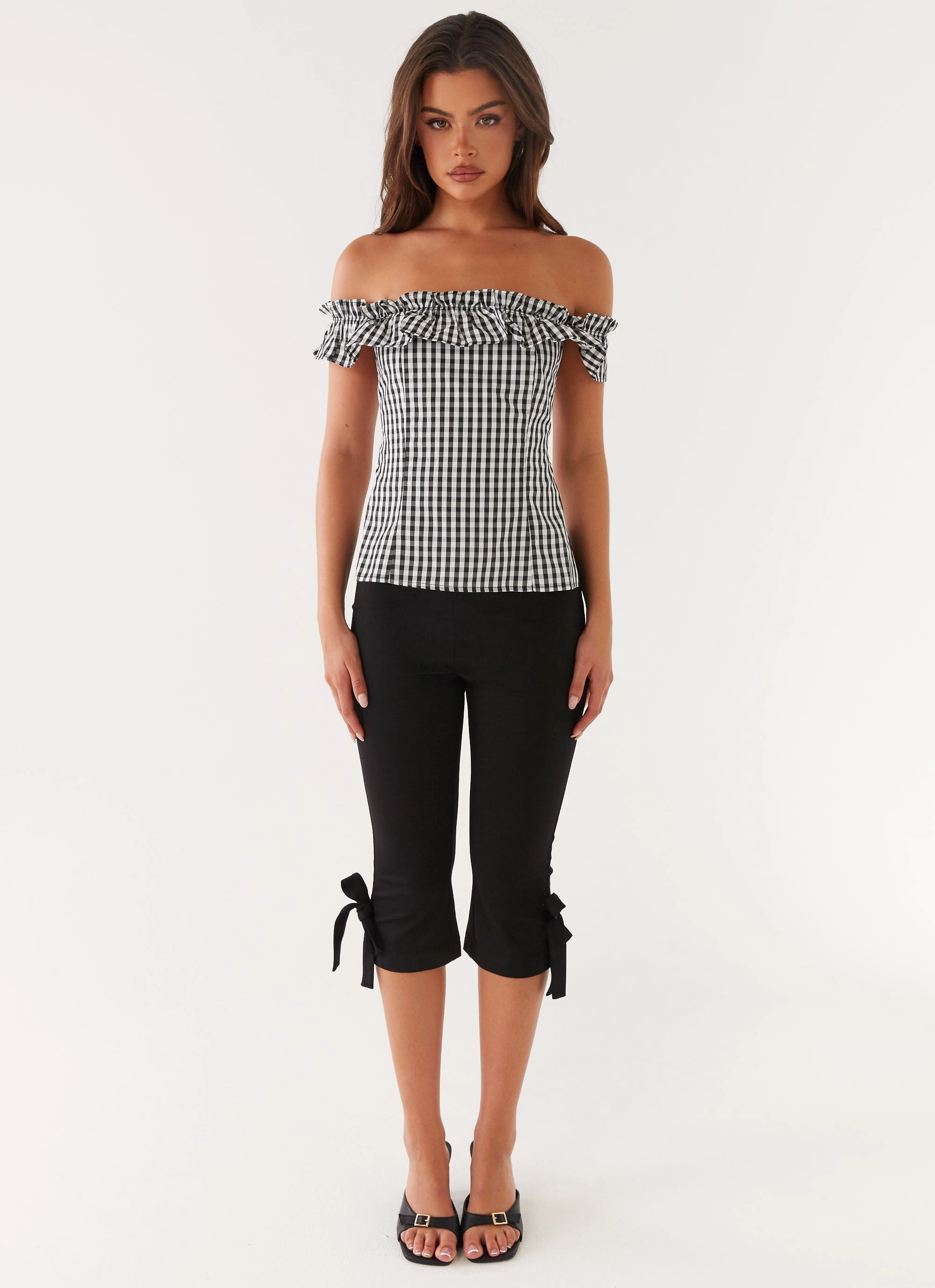 Sustainable Fabric Blend ComfortStretch Gwyneth Top - Black Gingham