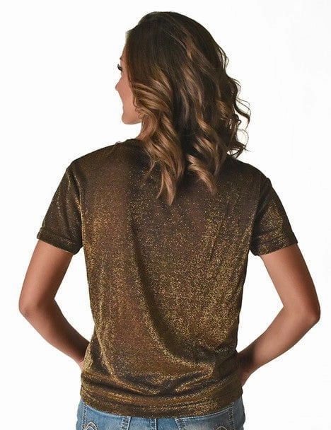 Cowgirl Tuff Womens Shimmer Breathe V Copper Nylon S/S T-Shirt Backpacking Trip Button front