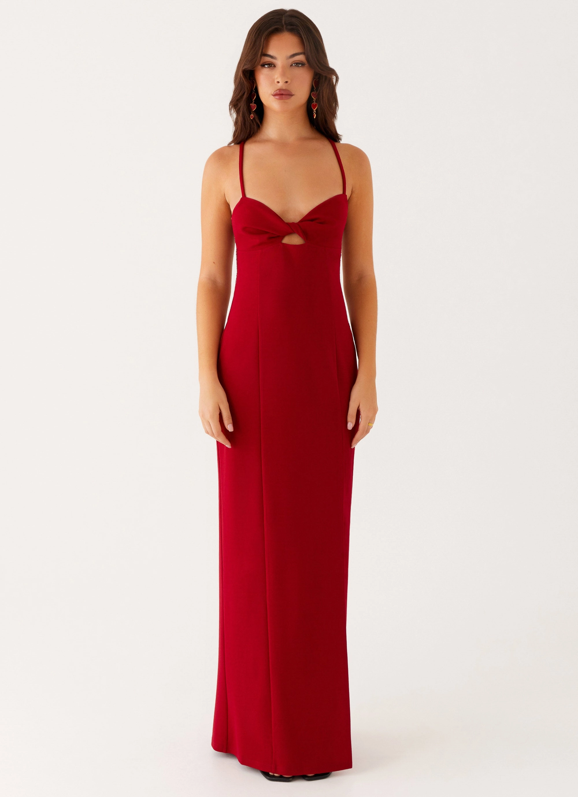 Heartbreaker Maxi Dress - Deep Red Tulle-Overlay Sweet Mood