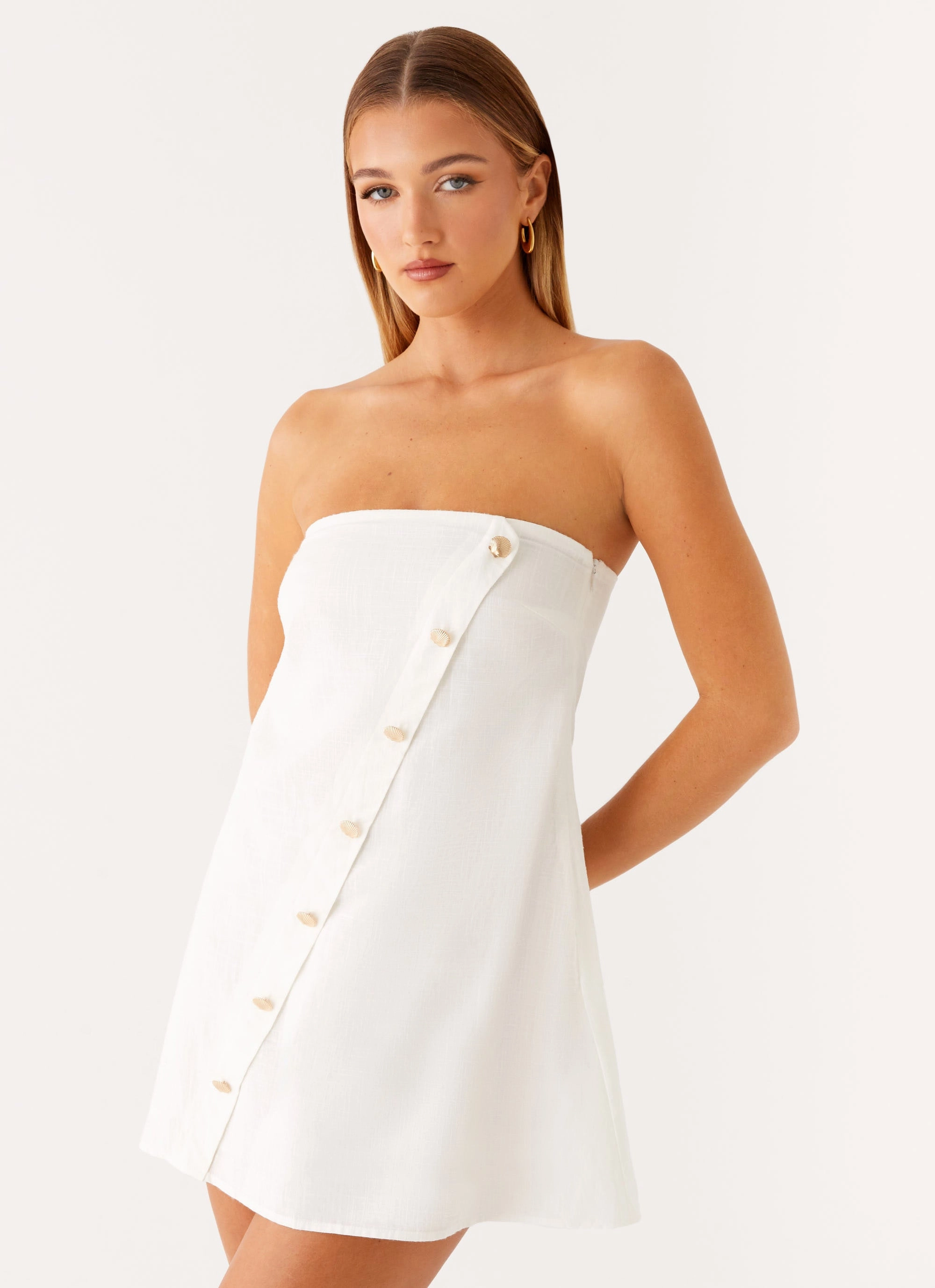 Hazel Mini Dress - White Luxury Feel Moment Light