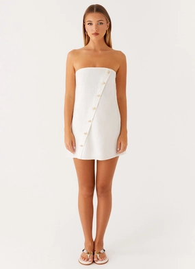 Hazel Mini Dress - White Sleek Draping