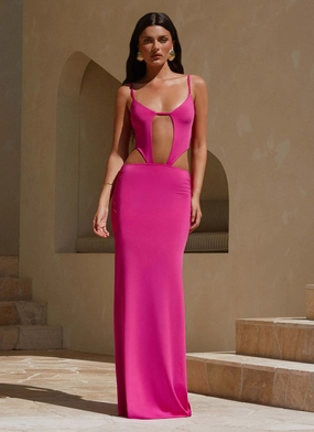 Soft Cut Style Upgrade Headliner Maxi Dress - Fuchsia