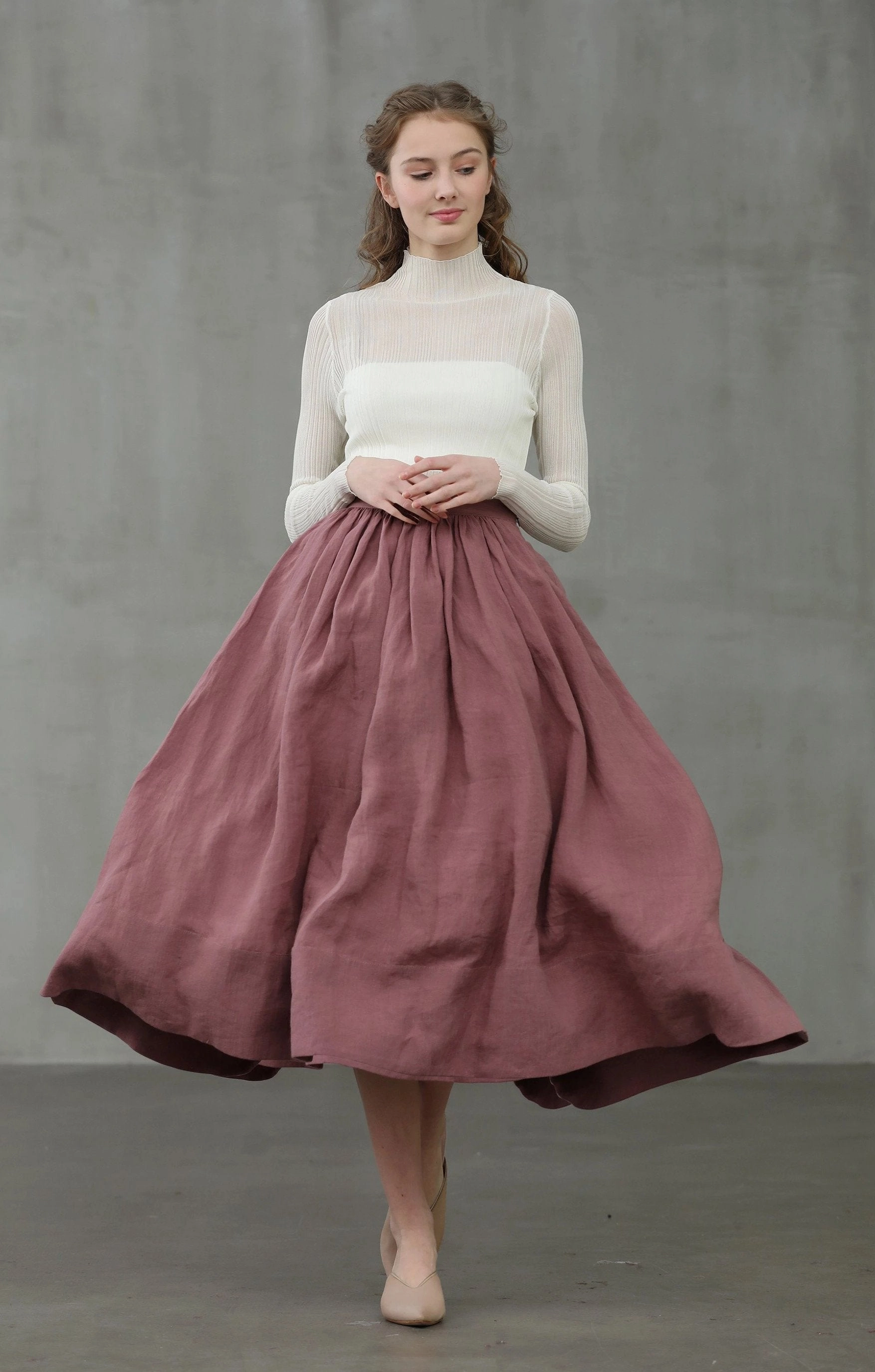 waterproof construction Daisy 03 | ashed lilac linen skirt