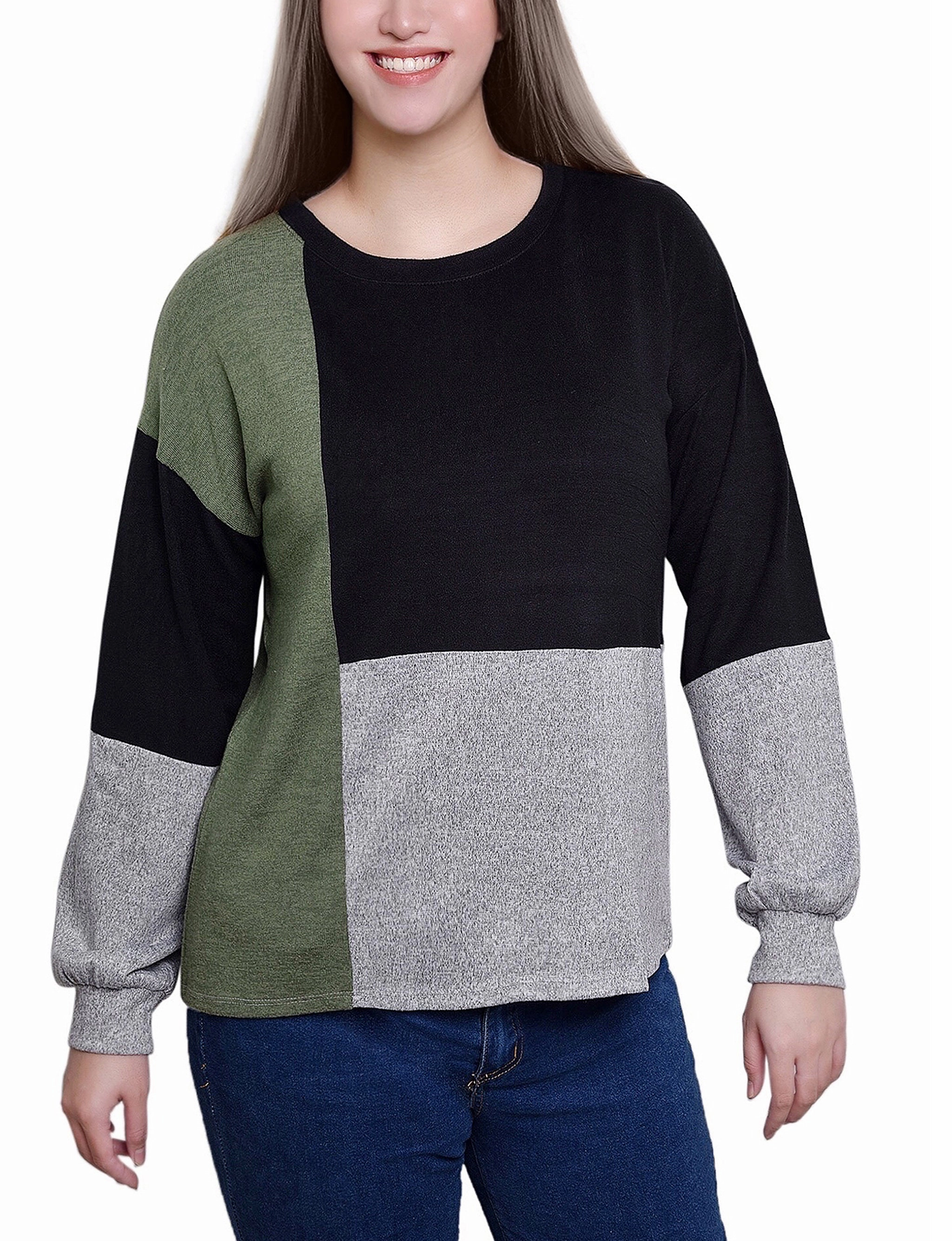 Non Chafing Edges Long Sleeve Colorblocked Top