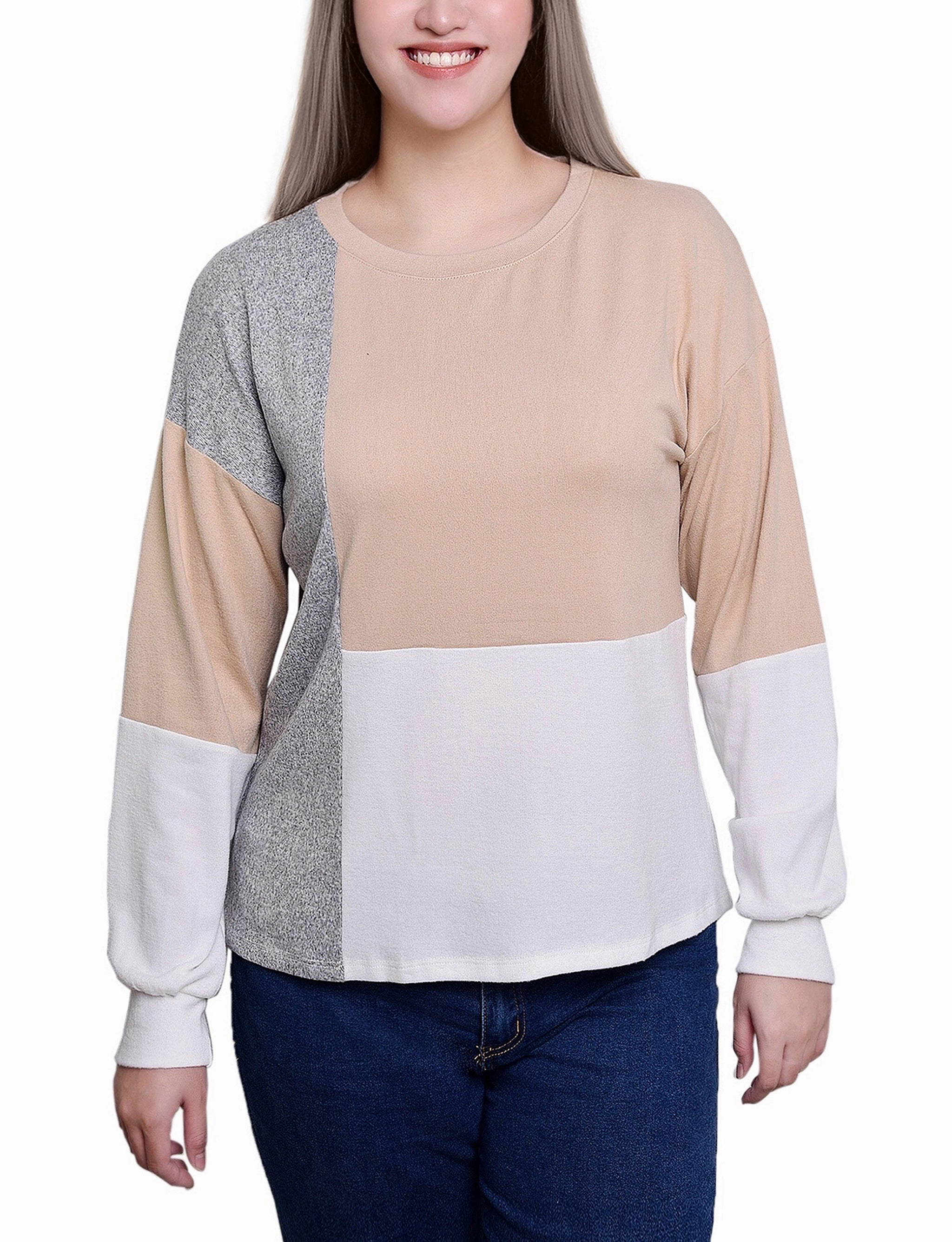 Long Sleeve Colorblocked Top Breathable mesh lining