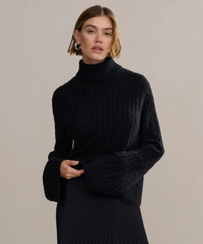 Cable Nell Turtleneck Moisture Wicking Texture EcoConscious Manufacturing