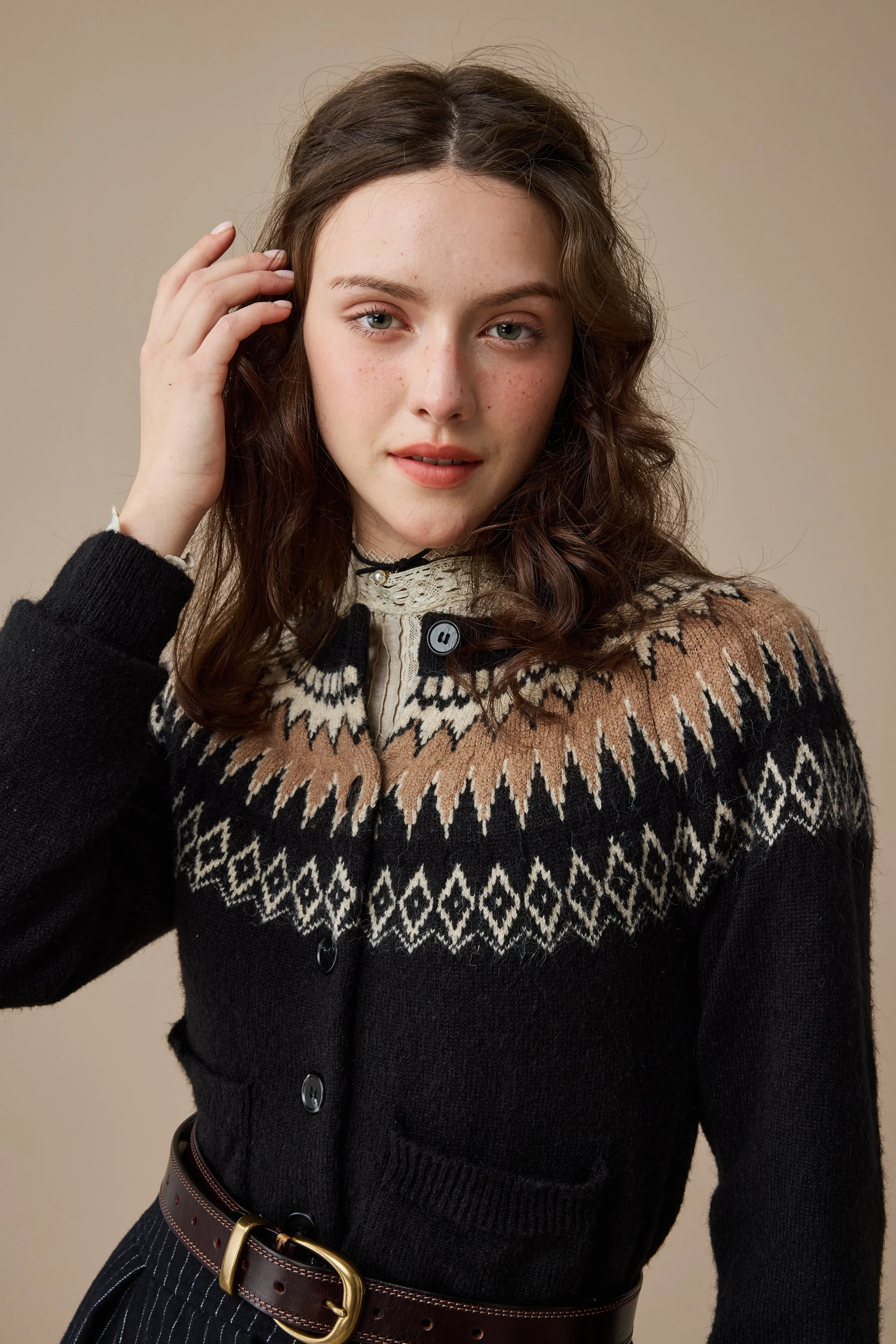 EcoCertified Textile Oversized Fit Heather 13 |Fair Isle knits Cardigan