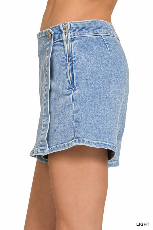 Heather Wrap Front Skort Denim Cultural Heritage Laidback Style