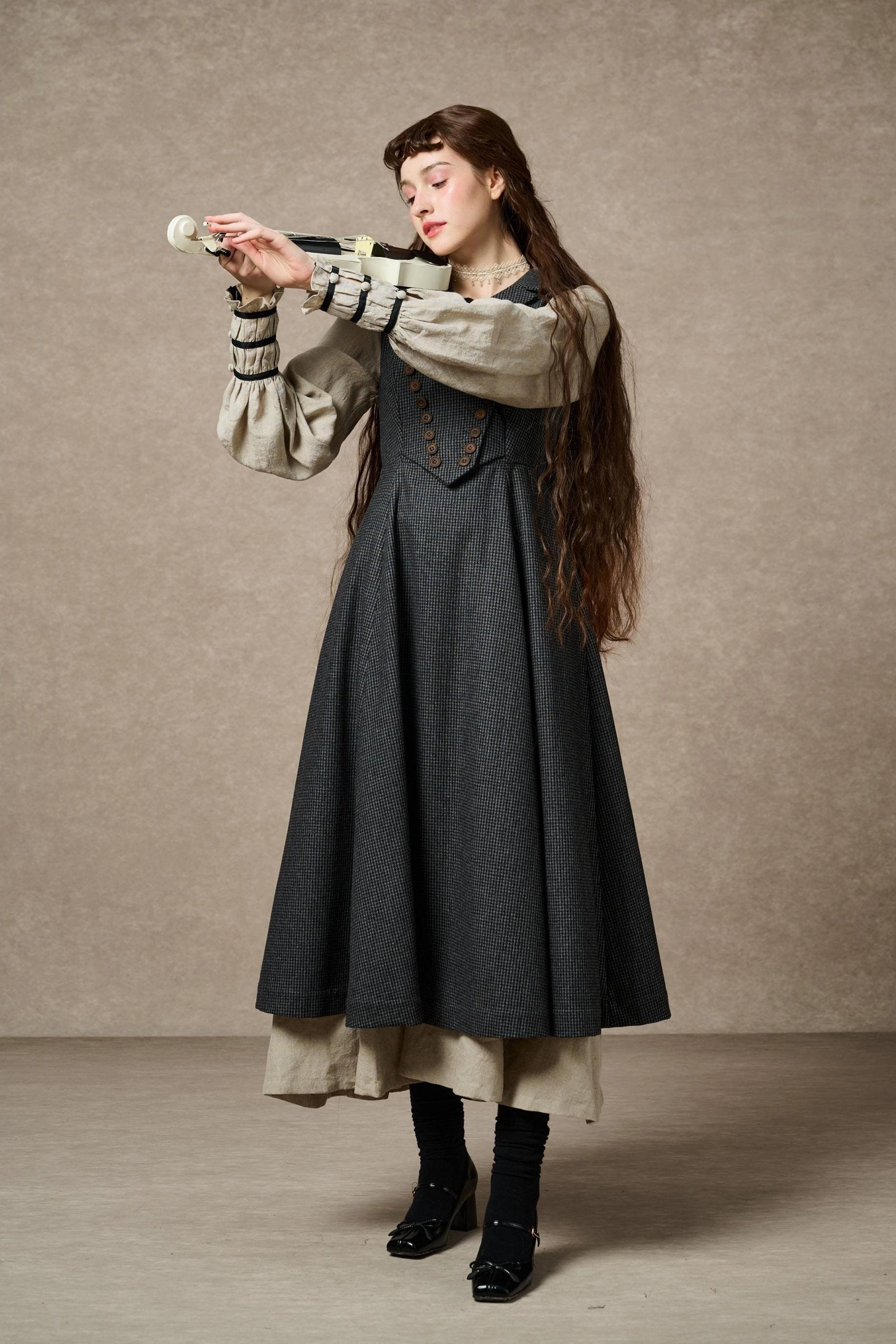 Helen 17| Vintage wool dress Blackout fabric Smooth Finish