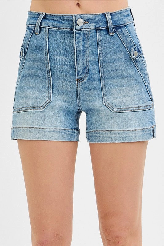 Signature Line Outfit Flow Henry High Rise Patched Pocket Shorts S-XL