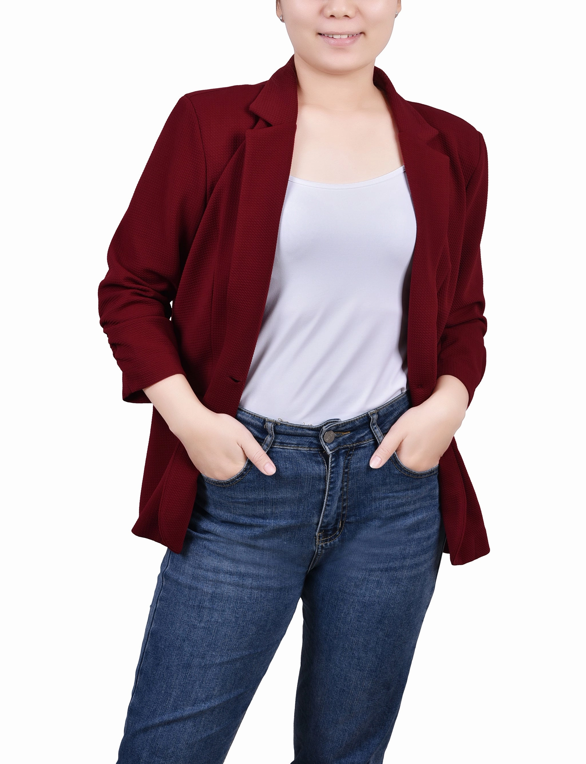 Soft touch finish 3/4 Sleeve Scuba Crepe Jacket