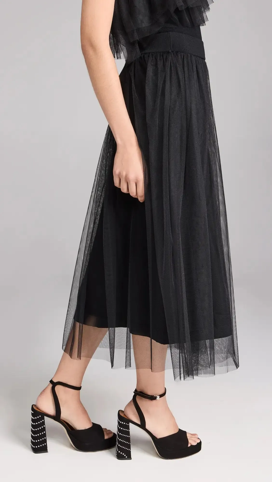 Cozy Style AntiStaticTreatment Autumn Cashmere Gathered Skirt with Tulle