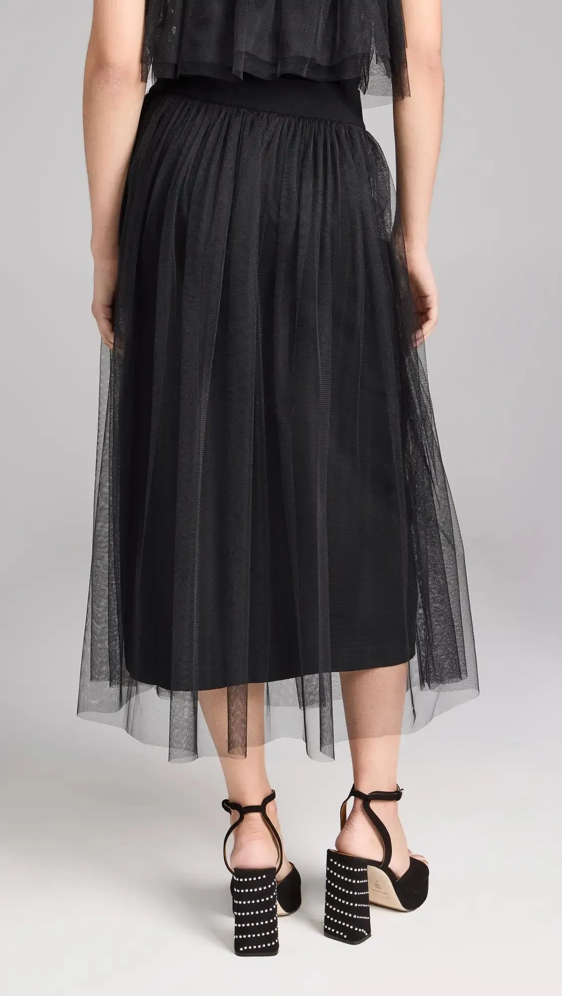 Autumn Cashmere Gathered Skirt with Tulle Layering Piece ResilientElasticBand