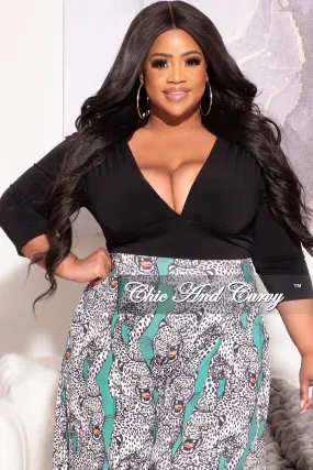 Sophisticated Look Final Sale Plus Size Deep V Top with Ruched Sides in Black