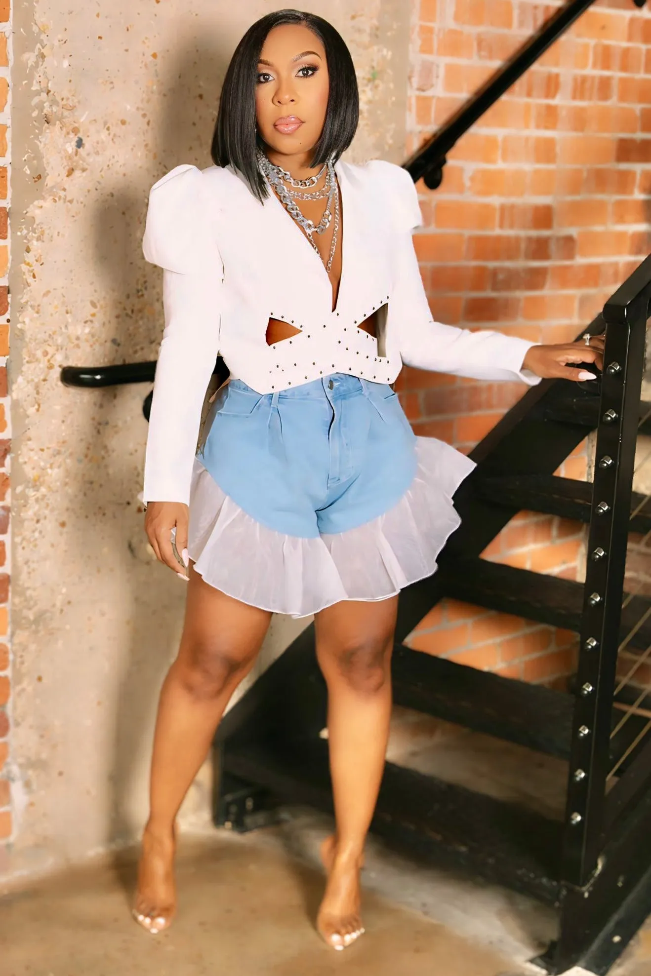 Trend Setter Smart Casual Classic Wear Ashley Ruffle Hem Circle Shorts