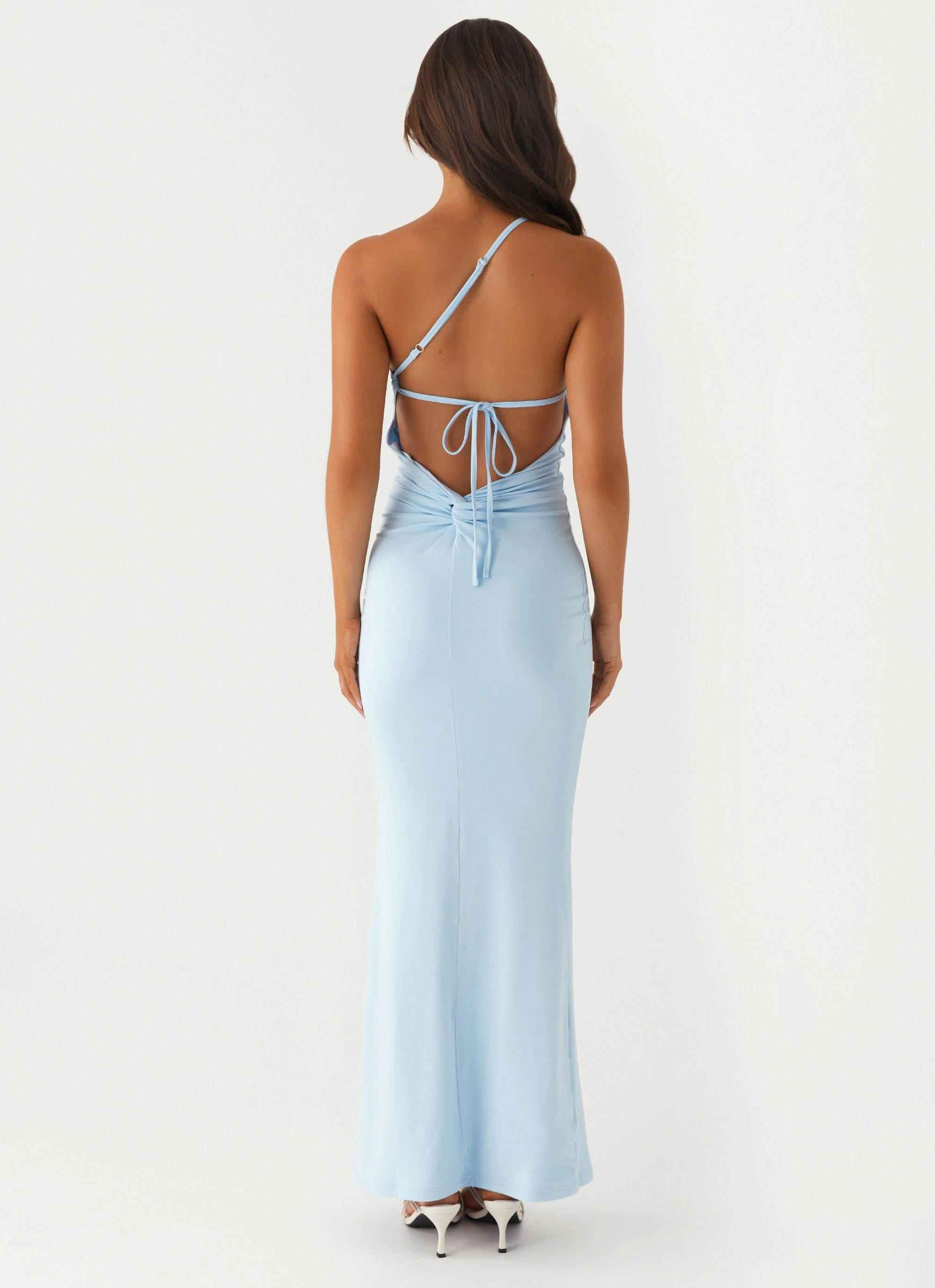 Claudia One Shoulder Maxi Dress - Blue Non-Pilling